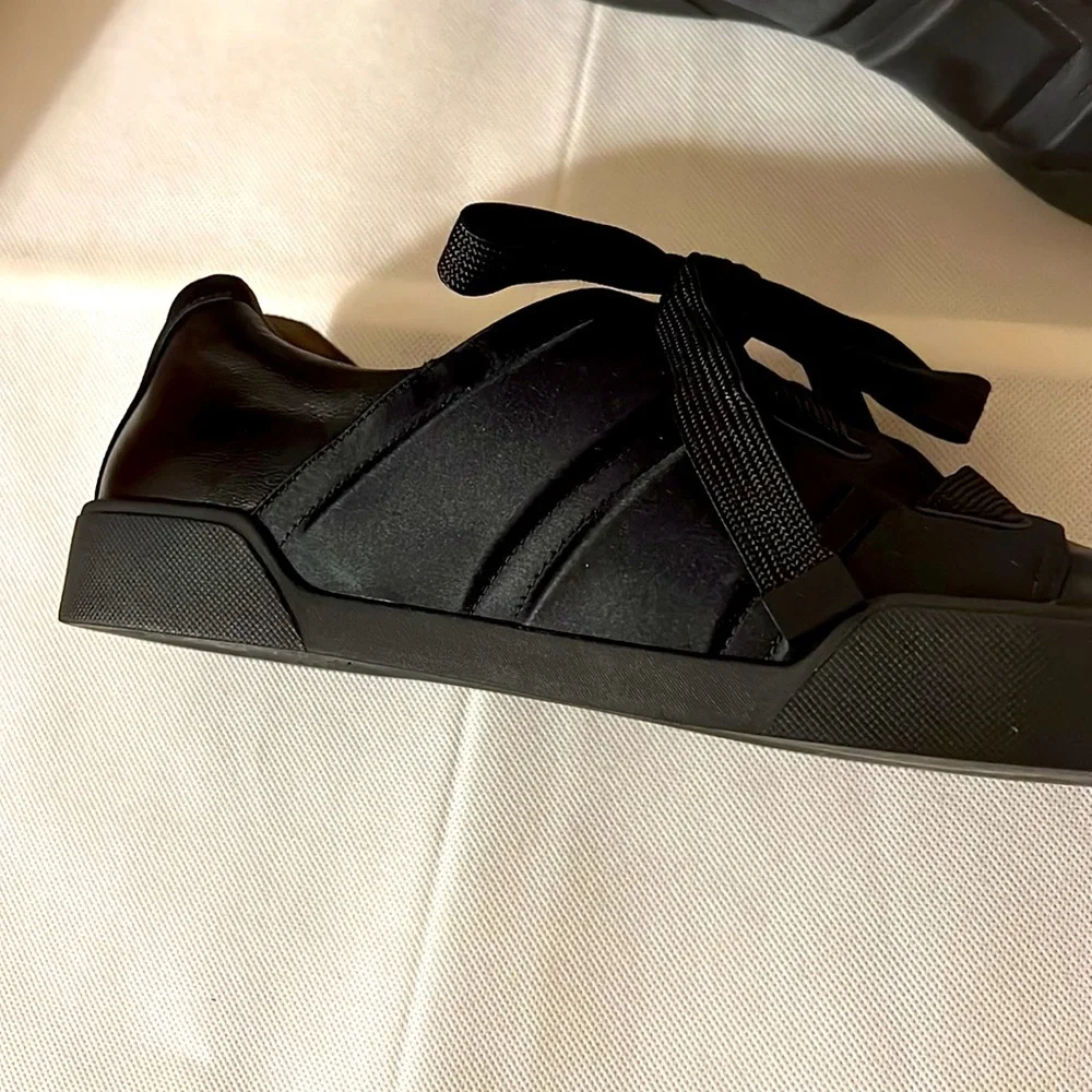 3.1 PHILLIP LIM. Black Sneakers. Leather and Satin. Size US-8, EU-39, NWOT
